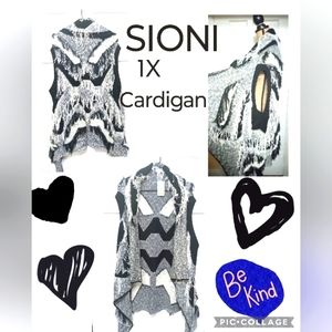 New Women's SIONI Studio 1X Open Front Sleeveless Cardigan